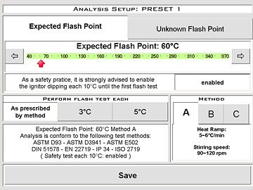 OilLab 600, Pensky Martens, Analysis Setup